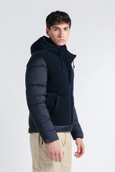 GIUBBOTTO IMBOTTITO CON CAPPUCCIO VELLUTO BLEU